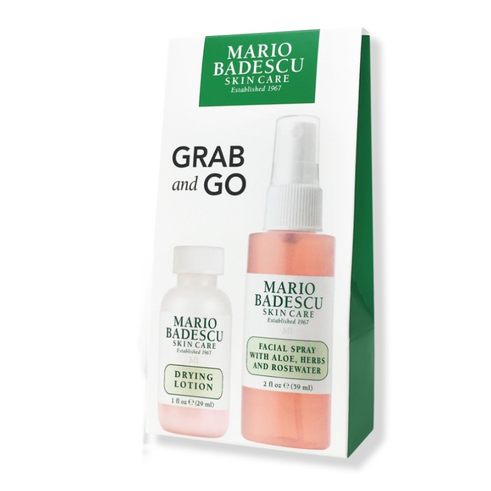 NEW! MARIO BADESCU Grab & Go Set: Drying Lotion & Rosewater Spray New in Package
